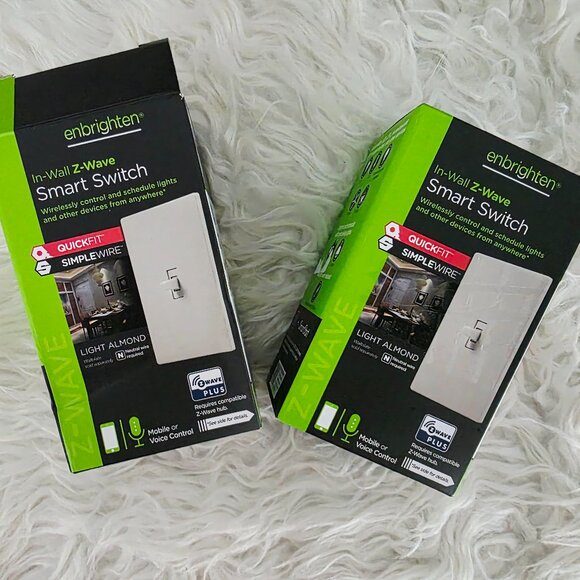 NWT Enbrighten In-Wall Z-Wave Smart Switch- 2 Pack Set- Ivory - Picture 1 of 8